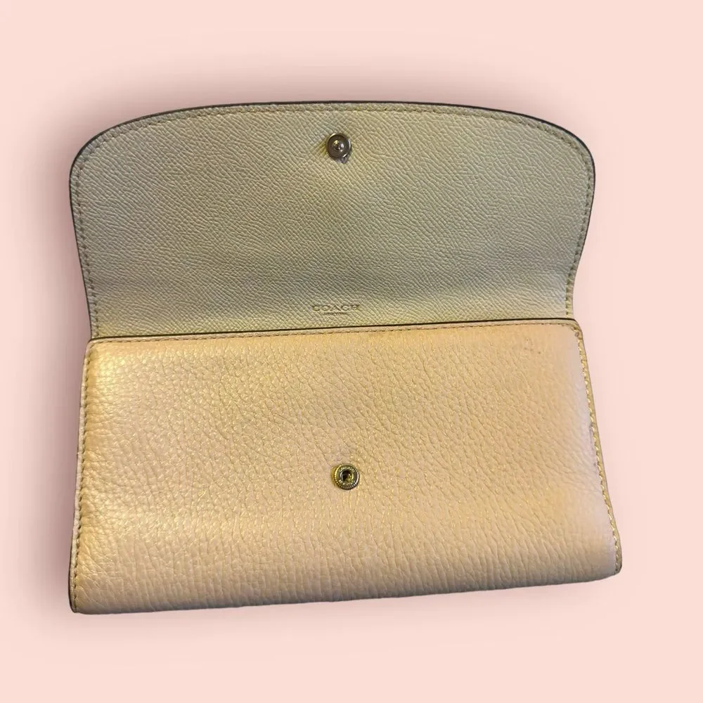 Coach Slim Trifold Beige Wallet and Matching Checkbook - Picture 3 of 6